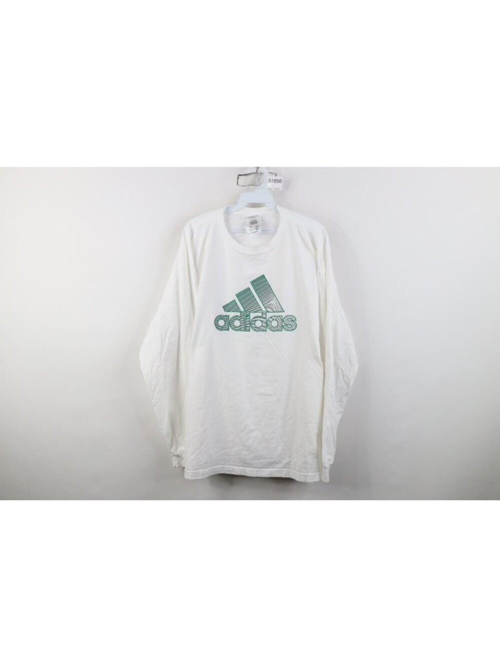 Vintage 90s Y2K Adidas Mens XL Spell Out Jumbo Logo Long Sleeve T-Shirt White